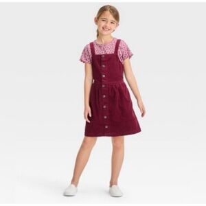 Cat & Jack Maroon Corduroy Jumper Dress